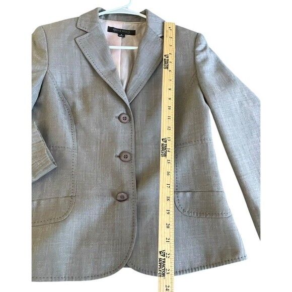 Anne Klein Suit Sz 6 Women's Wool Blend Blazer Jacket Brown Career Office - Picture 7 of 11